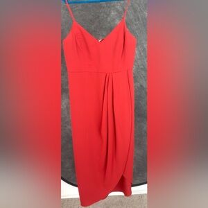 Lulus Rust Red Side Slit Midi Dress | Spaghetti Strap | Size L